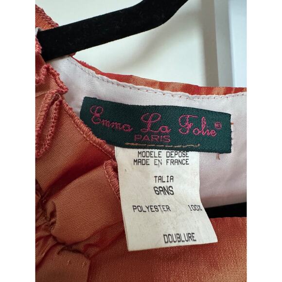 Emma La Folie Paris Formal Gown Girls Size 6 Made in Paris Orange Iridescent - Picture 4 of 6